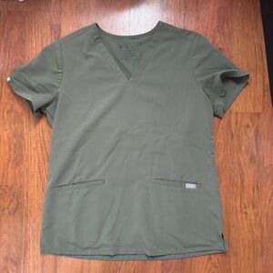 Olive green scrub top